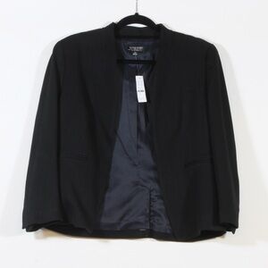 J. Crew Women's Classic Black Open Front Cropped Blazer Jacket Size 12P